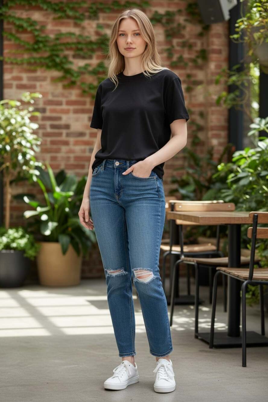 TOPSHOP Straight Leg Jeans Size 25 Distressed Denim